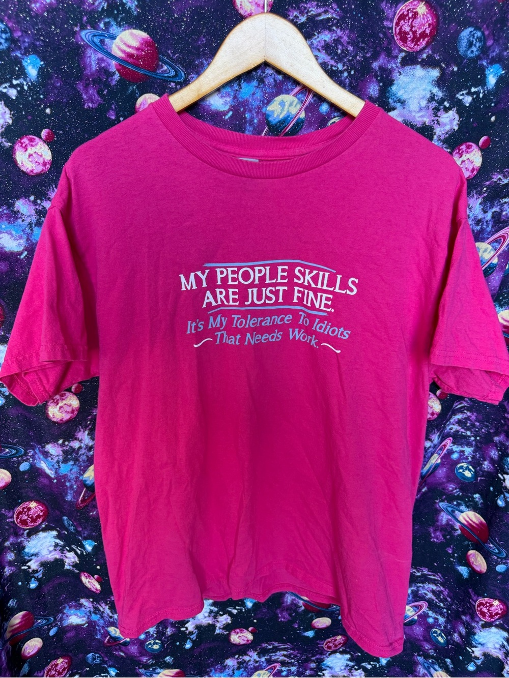 Graphic Crewneck Tee in Hot Pink with Funny Slogan